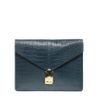 Asos Collection Asos Croc Embossed Leather Portfolio Clutch Bag in Green (mallard) - Lyst