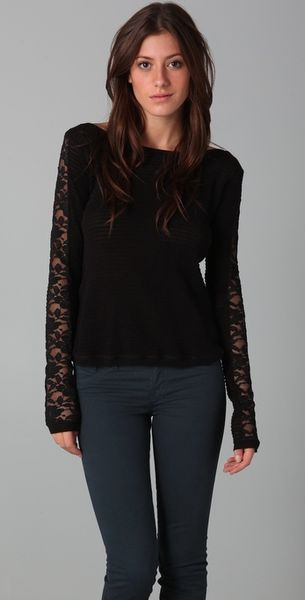 black lace sleeve sweater