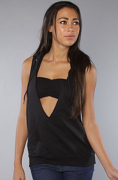 Rojas The Hooded Cut Out Back Tank in Black - Lyst