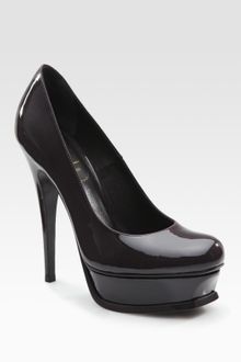 Yves Saint Laurent Ysl Tribute Patent Leather Platform Pumps - Lyst
