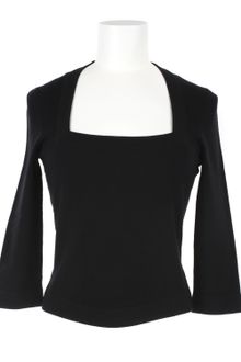 Alaïa 3/4 Flared Sleeves Virgin Wool and Polyester Blend Knit Sweater - Lyst