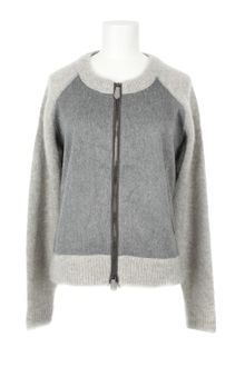 Reed Krakoff Virgin Wool and Angora Zipped Bicolored Cardigan - Lyst