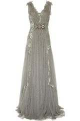 Alberta Ferretti Embroidered Tulle Gown