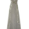 Alberta Ferretti Embroidered Tulle Gown in Gray (anthracite) - Lyst