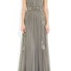 Alberta Ferretti Embroidered Tulle Gown in Gray (anthracite) - Lyst