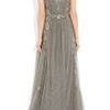 Alberta Ferretti Embroidered Tulle Gown in Gray (anthracite) - Lyst