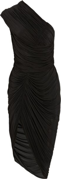 Alexander Wang Asymmetric Ruched Jersey Dress in Black - Lyst