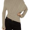 Alexander Wang Asymmetric Ribbed Cotton Sweater in Brown (taupe) - Lyst