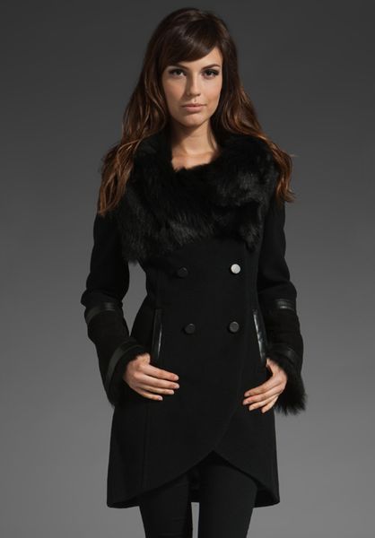 Mackage Tanya Fur Collar Coat in Black - Lyst
