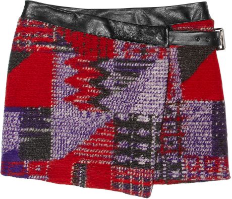 Matthew Williamson Leathertrimmed Knitted Wrap Skirt in Multicolor (multicolored) - Lyst
