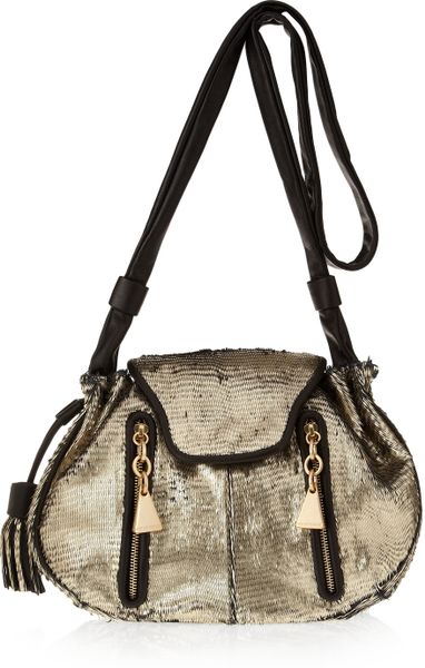 See By Chloé Cherry Feather Texturedleather Shoulder Bag in Gold (cherry) - Lyst