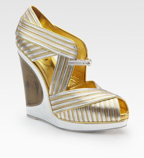 saint laurent gold platform sandals