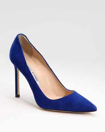 Manolo Blahnik Bb Suede Point-toe Pumps - Lyst