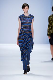 Richard Chai Spring 2012 Blue Striped Pants  - Lyst