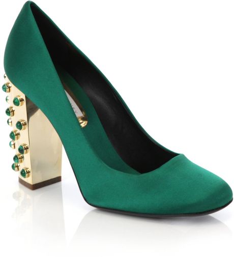 Stella Mccartney Green Satin Shoes in Green | Lyst