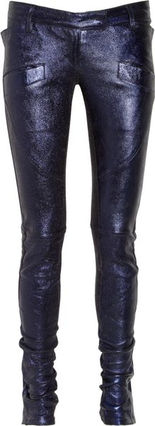 Balmain Metallic Leather Skinny Pants - Lyst
