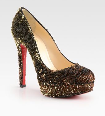 Christian Louboutin Bianca Sequin-coated Leather Platform Pumps - Lyst