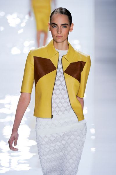 Derek Lam Colorblock Leather Jacket in Yellow - Lyst