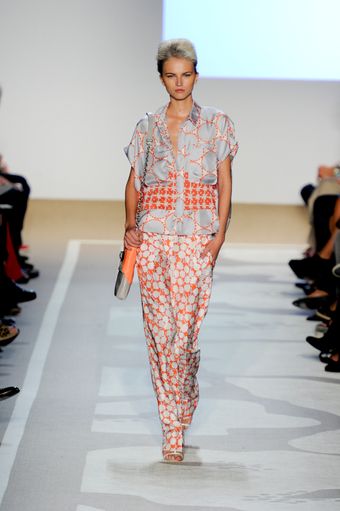 Diane Von Furstenberg Spring 2012 Orange Print Wide-Leg Pants - Lyst