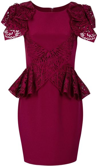 Marchesa Laser Cut Ruffles Ckt Drs - Lyst