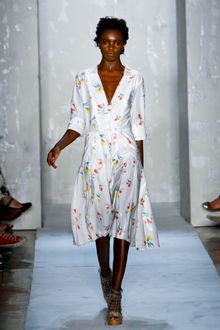 Suno Spring 2012 White Floral V-Neck Dress - Lyst