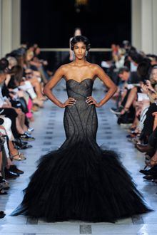 Zac Posen Spring 2012 Black Bustier Body-Con Tule Gown - Lyst