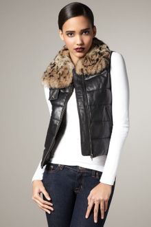 What Goes Around Comes Around Page Fur-collar Puffer Vest - Lyst