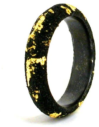 Arata Fuchi Black Sleder Ring with Which Gold Foil Is Sprinkle - Lyst