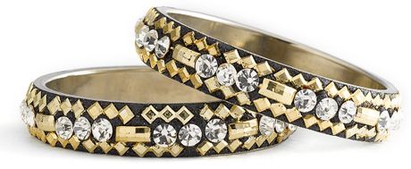 Chamak By Priya Kakkar Tribal Print Bangles (set Of 2) in Black - Lyst