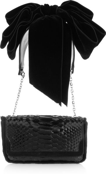 Christian Louboutin Artemis Glossedpython Shoulder Bag in Black - Lyst