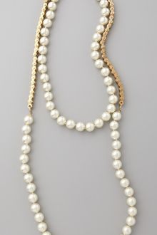 Fallon Jewelry Double Strand Pearl & Chain Necklace - Lyst