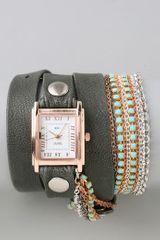 La Mer Collections Turquoise Crystal Chain Wrap Watch