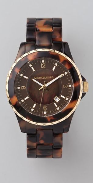 Michael Kors Round Oversized Tortoiseshell Watch - Lyst