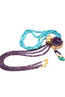 Mojee Design Long Turquoise and Amethyst Necklace - Lyst