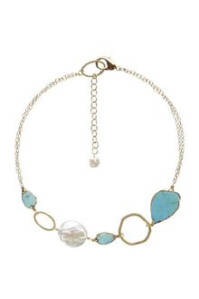 Nikki Baker Turquoise & Oversize Pearl Link Necklace - Lyst