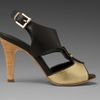Rebecca Minkoff Brooke Buckle Sandal in Gold (black & gold) - Lyst