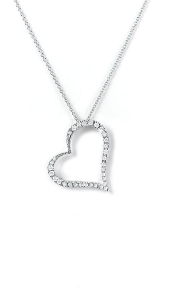 Roberto Coin White Gold Diamond Heart Necklace in White (white gold)