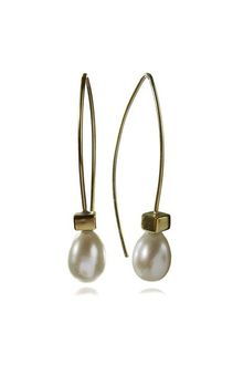 Sikara & Co. Sikaras 18k Vermeil Euro Pin Drop Pearl Earrings - Lyst