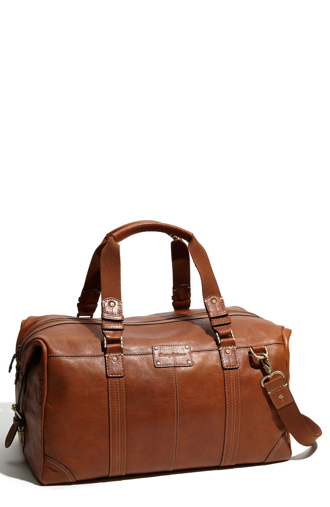 men's brown leather weekend bag