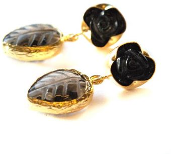 Toosis Leaf and Flower Carved Brown Smoky Quartz Earring - Lyst
