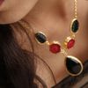 Toosis Red Coral Rose with Black Onyx Leaves Necklace in Red - Lyst