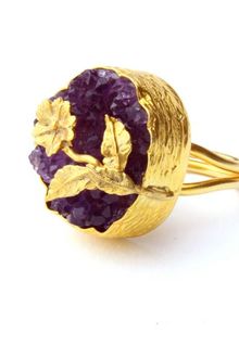 Toosis One Of A Kind Raw Amethyst Ring with A Flower - Lyst