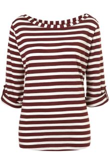 Topshop Tab Sleeve Stripe Top - Lyst