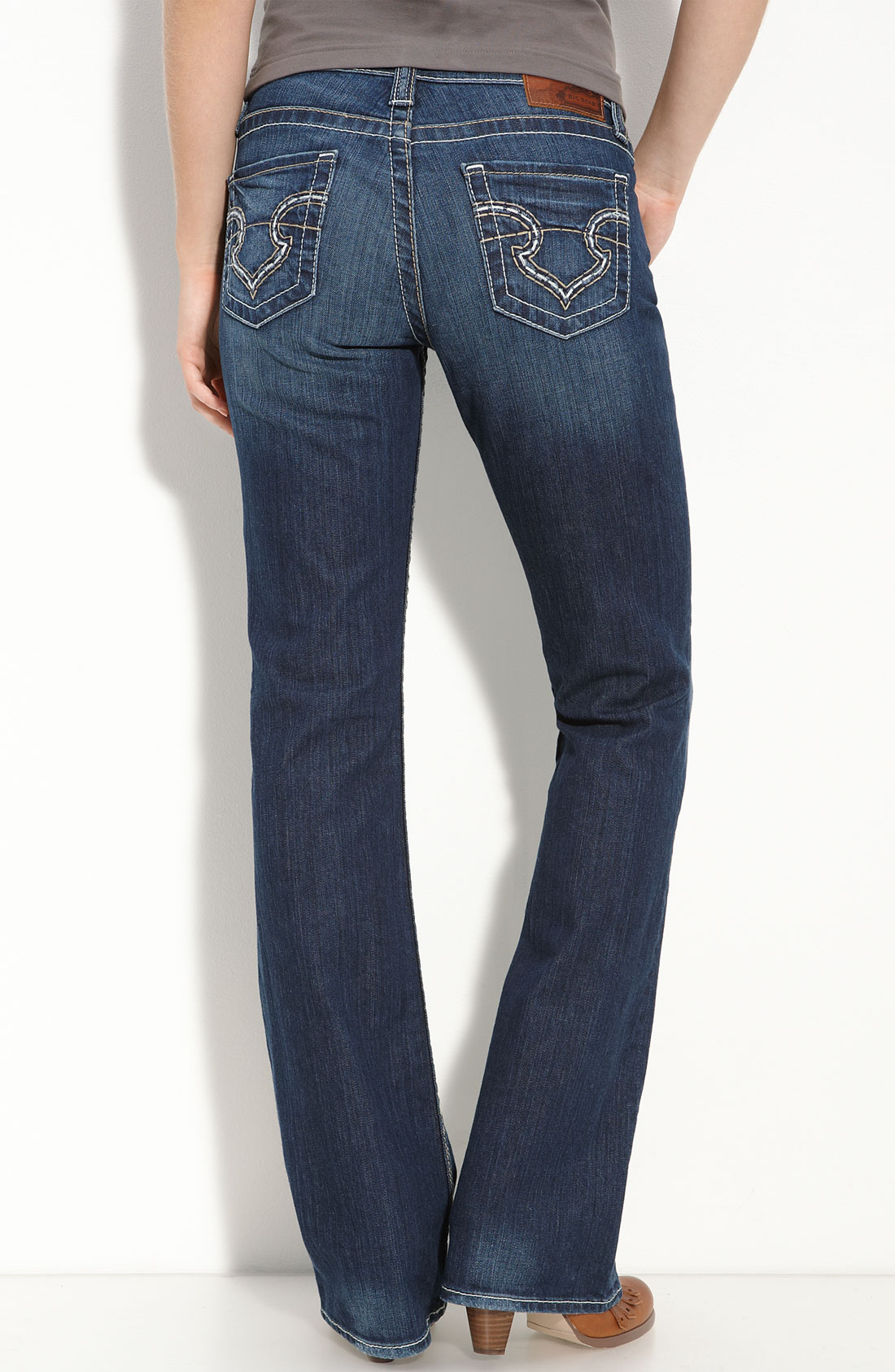 high rise dark wash bootcut jeans