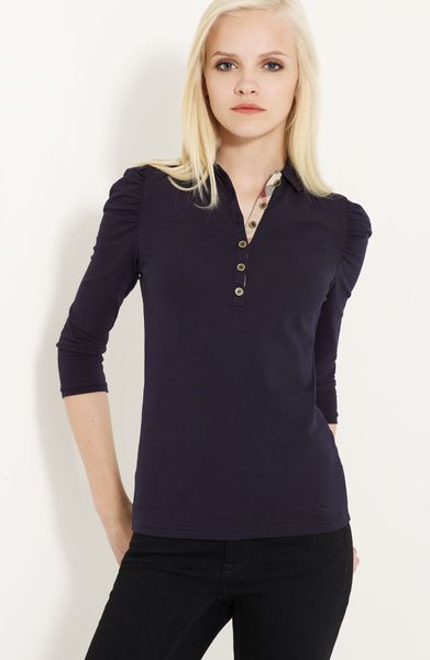 Burberry Brit Puff Shoulder Polo in Blue (ink) - Lyst