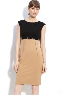 Calvin Klein Belted Woven Sheath Dress - Lyst