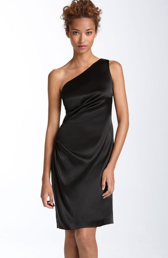  Ruched Stretch Satin Sheath Dress 
