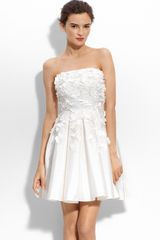 Calvin Klein Petal Appliqué Strapless Taffeta Dress