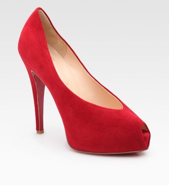 Christian Louboutin Joli Dune Suede Mini-peep Toe Platform Pumps - Lyst