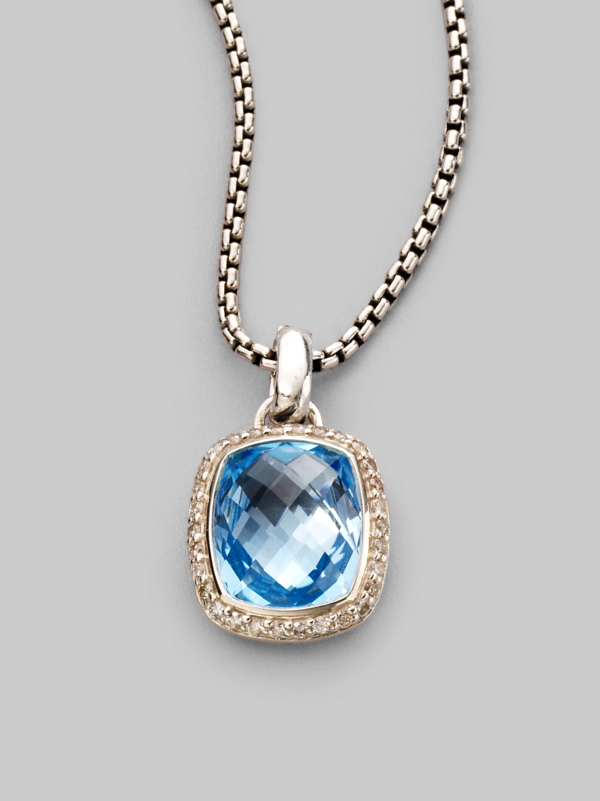 David Yurman Blue Topaz, Diamond  Sterling Silver Necklace in Blue ...